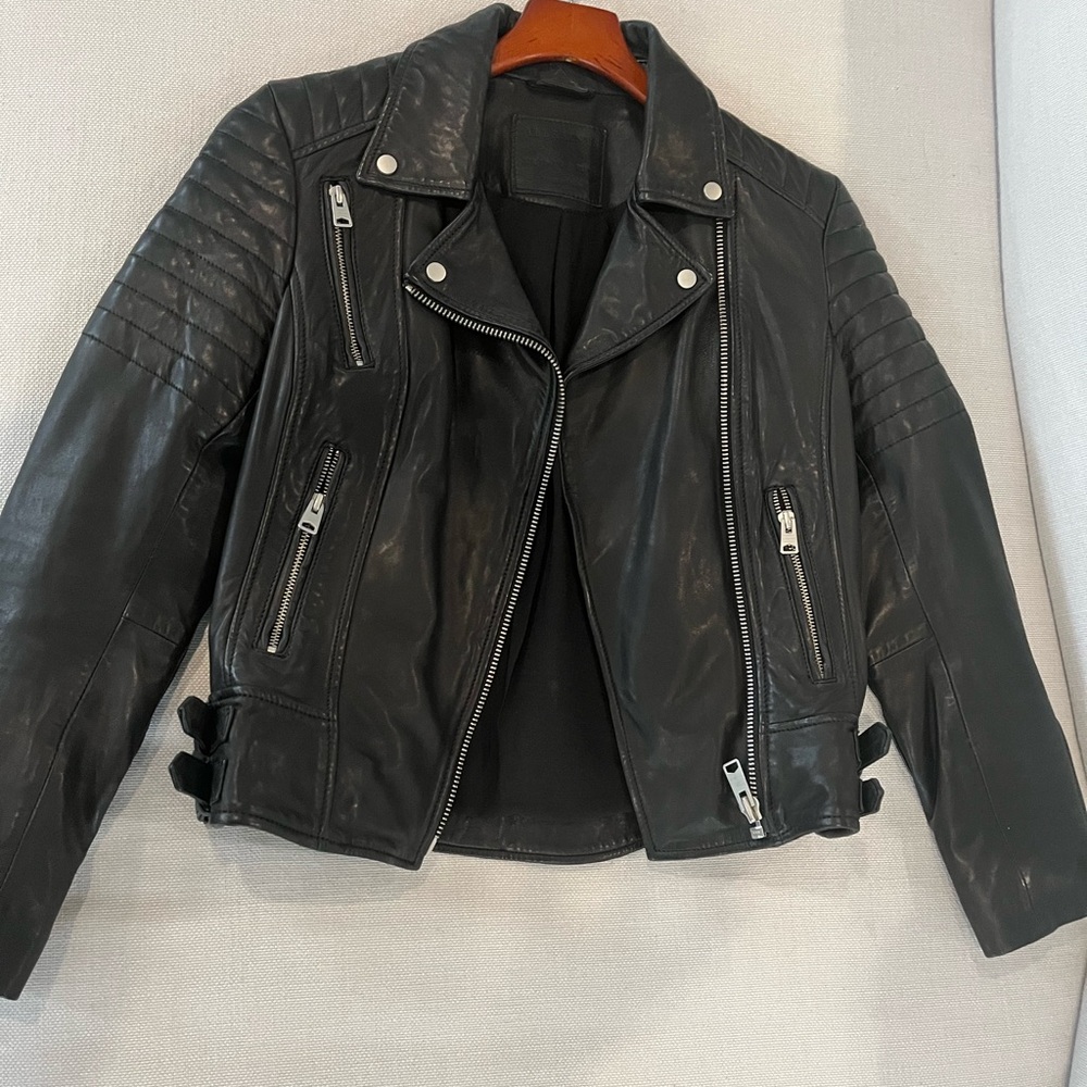 Allsaints Black Leather Moto Jacket - worn 4x. Buttery soft, pristine condition